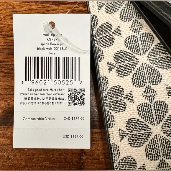 Kate Spade ♠️ Lucy Spade Flower Medium L-zip Wristlet - Picture 8 of 8